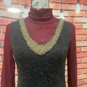 Mohair/Wool Assymetrical Beaded Vest Tunic